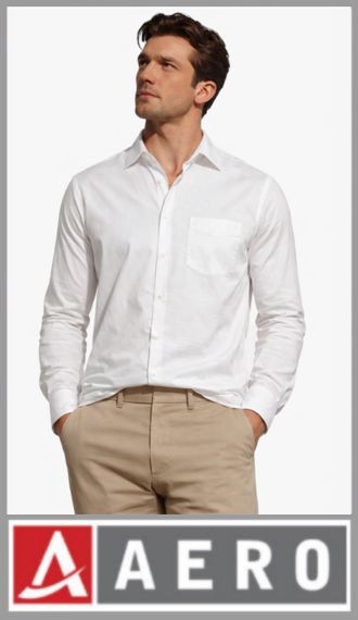 Camisa Aero blanca lisa con bolsillo talles 46/50