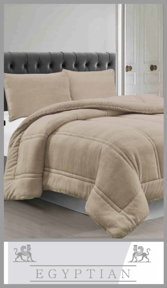 Edredón EGYPTIAN Flannel liso con corderito queen