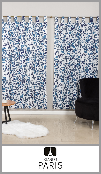 Cortina de ambiente cotton touch Blanco Paris, 2 paños de 1.30m x 1.95m