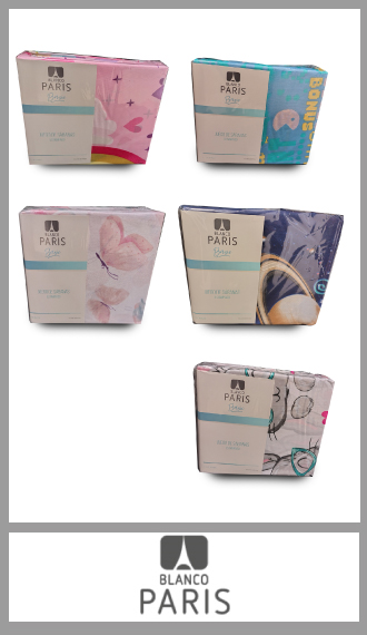 Juego de sabanas Blanco Paris microfibra estampada INFANTIL 1½ plazas