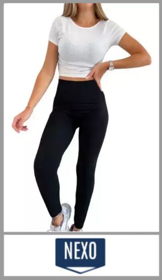 Calza chupin Nexo alg/lyc cintura ancha liso para mujer talles 1/4