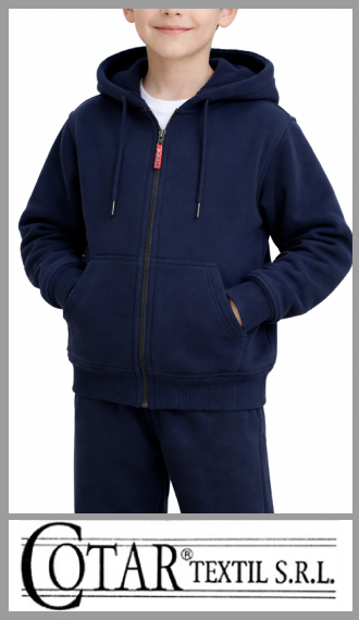 Campera colegial jogging de friza azul marino Cotar para niño t 12/16