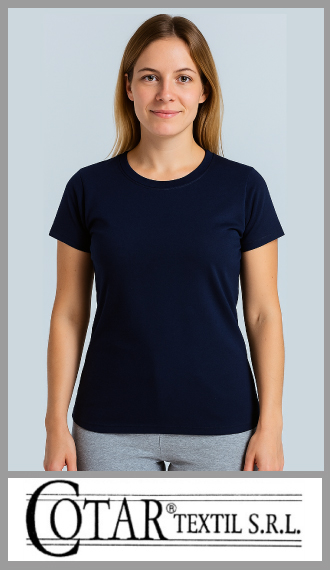 Remera Cotar p/mujer lisa azul marino manga corta cuello redondo t 1/4