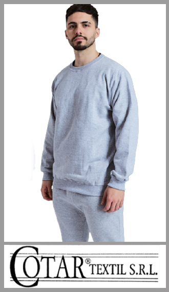 Buzo Cotar liso gris melange frizado cuello redondo p/hbre T 1/4