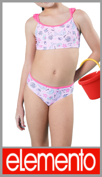 Malla bikini Elemento corpiño entero estampada p/nena t 6/14