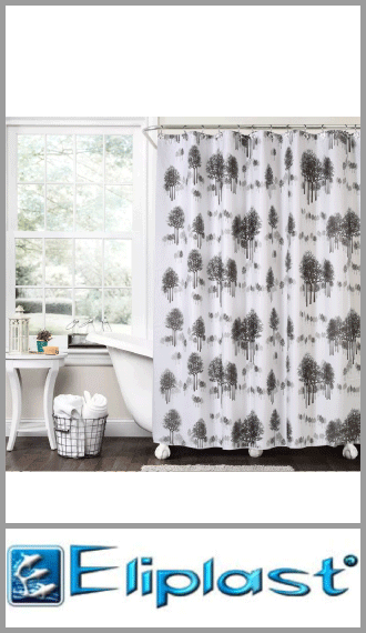 Cortina de baño plastica doble liviana estampada Eliplast 1.80m x 1.80m