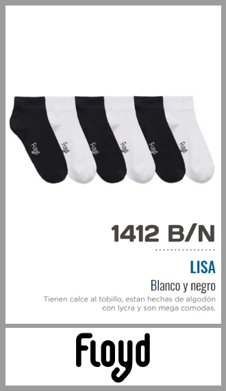 Zoquete Floyd invisible al tobillo liso logo alg/lyc bco y negro p/hbre