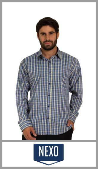 Camisa Nexo m larga p/hombre rayada poliester/algodon t S/XL
