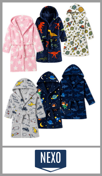 Bata salida de baño flannel estampado Nexo de CHICOS talles 4 al 14