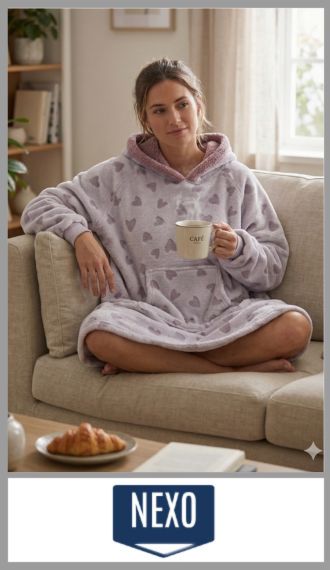 Maxi buzo Nexo flanel estamp canguro con capucha p/mujer t S/M y L/XL