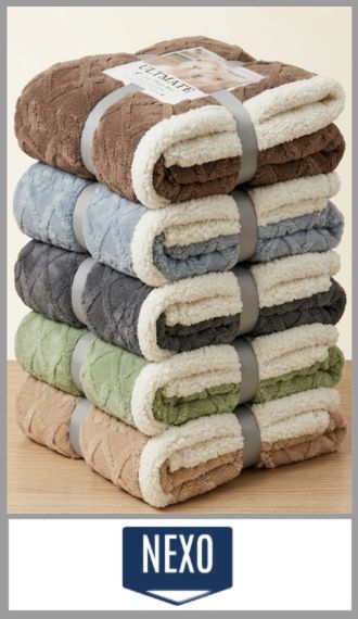 Frazada con relieve NEXO con corderito 2 plazas y media