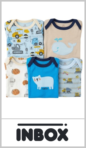 Body nene Inbox manga corta de algodon estampado talles 0 a 9 meses