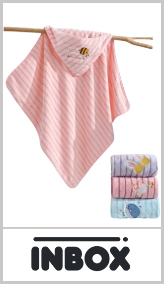 Salida de baño con capucha bordada Inbox para bebe