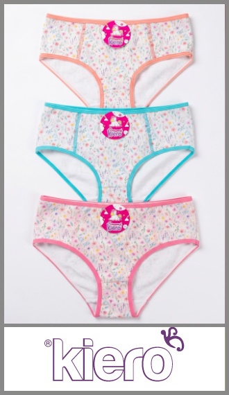 Bombacha Kiero algodon/lycra estampado flores p/nena t 4/8