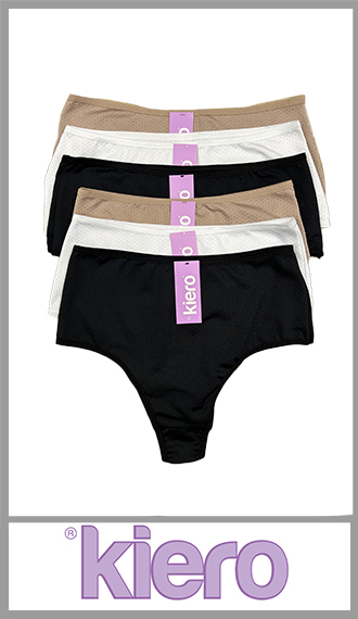 Cola less tiro alto Kiero en microfibra con puntitos calados