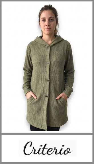 Saco Criterio c/botones y capucha en lanilla p/mujer t espec 6/12