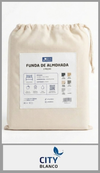 Funda para almohada en bolsita City Blanco 50cm x 80cm