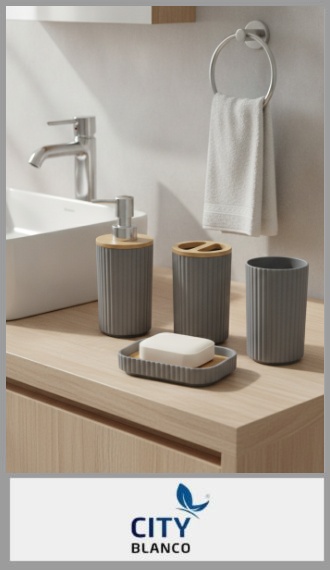 Set de baño 4 piezas City Blanco en blíster.