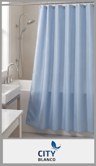Cortina de baño Poliester tramado con ganchos  1.80 x 1.80