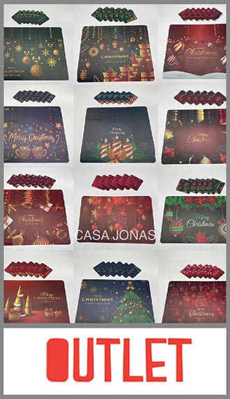 Individual plástico NAVIDAD estampado + posavaso para mesa, 43cm x 28cm