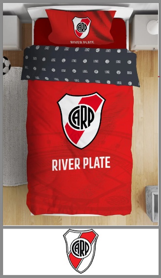 Acolchado estampado reversible 1½ plaza Licencia  RIVER PLATE oficial