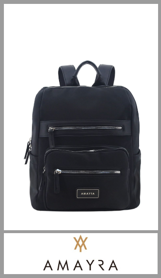Mochila de poliester negra AMAYRA