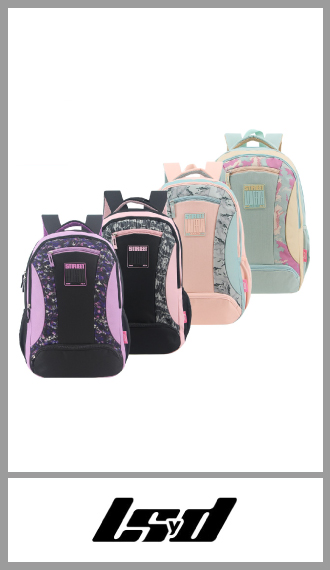 Mochila Lsd Street Wear estampada Mujer medida 31cm x 46cm x 15cm
