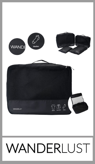 Organizador de viaje Wanderlust black SET x 4 piezas