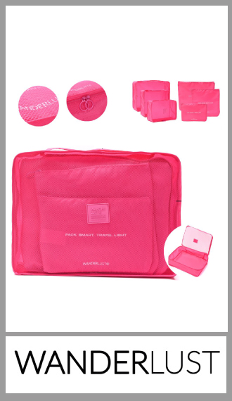 Organizador de viaje Wanderlust black SET x 6 piezas