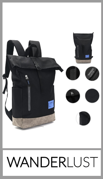 Mochila Wanderlust ROLL TOP, medida 45cm x 27cm x 12cm