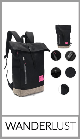 Mochila Wanderlust ROLL TOP, medida 45cm x 27cm x 12cm