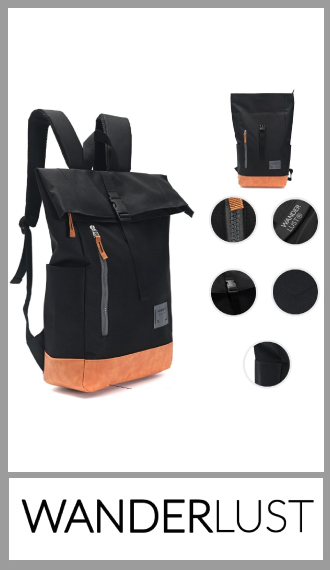 Mochila Wanderlust ROLL TOP, medida 45cm x 27cm x 12cm