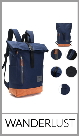 Mochila Wanderlust ROLL TOP, medida 45cm x 27cm x 12cm