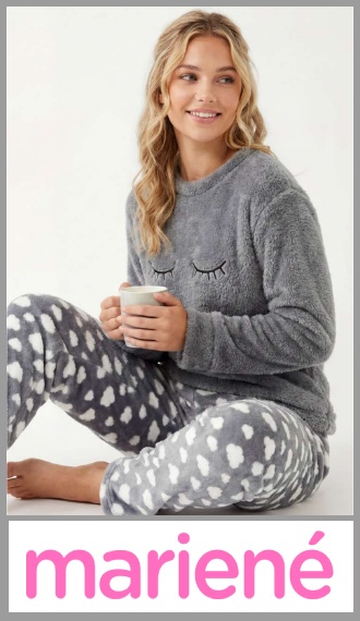 Pijama Mariene polar soft casaca lisa pantalon estampado p/mujer t 1/4