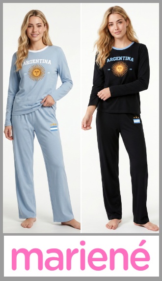 Pijama Mariene estampa ARGENTINA mundial de futbol jersey algodon T 1/4