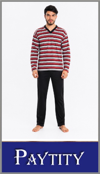 Pijama Paytity pant largo manga larga escote V jersey rayado t 56/60
