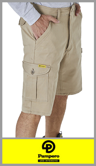 Bermuda Pampero cargo fit elastizada beige uso intensivo talles 38/54