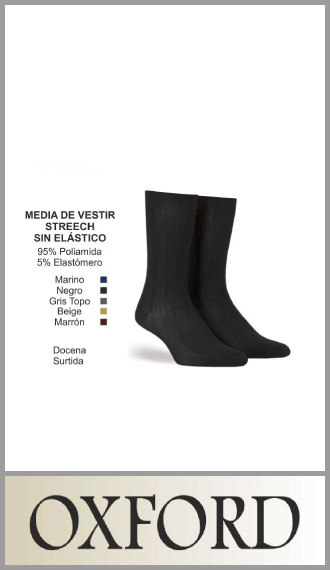 Media de vestir de strech sin puño elastico para hombre Oxford