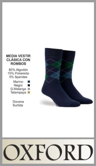 Media de vestir fina a rombos Oxford para hombre