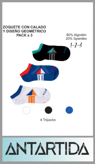 Zoquete Antartida invisible deportivo para varon talles 1/3