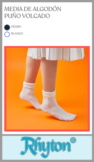 Zoquete algodon para mujer con puño volcado Rhyton color blanco y negro