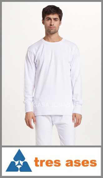Camiseta de interlock manga larga cuello redondo 3 Tres Ases T. 40/48