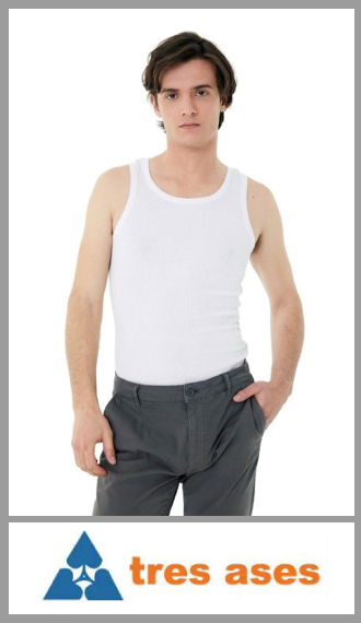1 camiseta 3 Ases pack x 2 blanca musculosa en morley talles 38/50