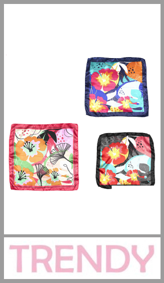 Pañuelo cuadrado de seda estampada Trendy para mujer 50cm x 50cm