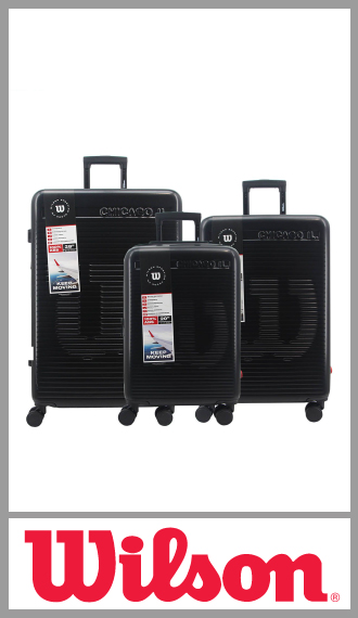 Set de 3 valijas Wilson ABS con 4 ruedas 360° y fuelle amplio