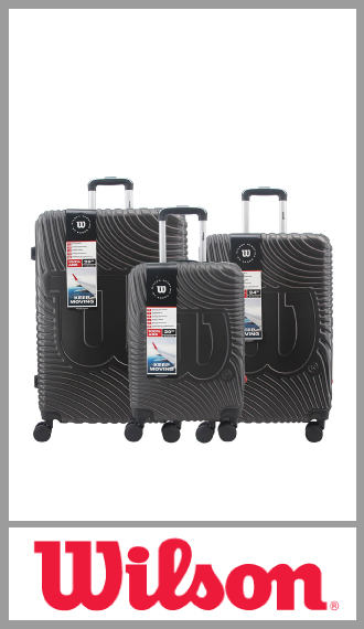 Set de 3 valijas Wilson ABS con 4 ruedas 360° y fuelle amplio