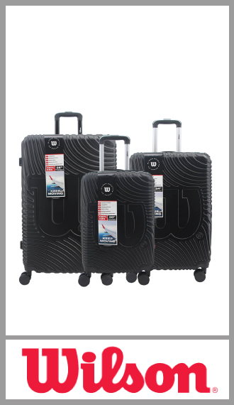 Set de 3 valijas Wilson ABS con 4 ruedas 360° y fuelle amplio
