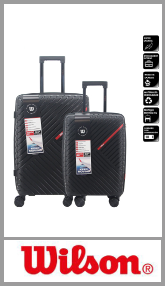 Set de 2 valijas rigida Wilson PPcon 4 ruedas 360°