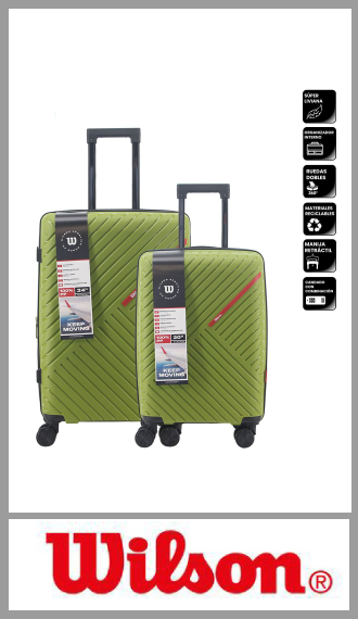 Set de 2 valijas rigida Wilson PP con 4 ruedas 360°