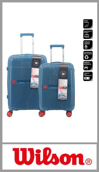Set de 2 valijas rigida Wilson PP con 4 ruedas 360°